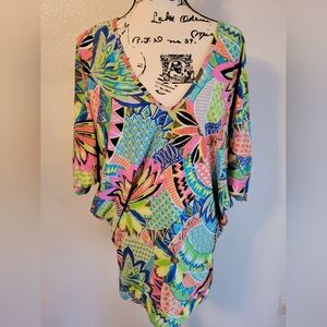 Trina Turk Recreation Swimsuit Coverup Tunic Shirt Women's Medium Colorful Swim